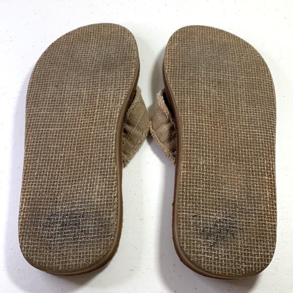 SANUK FRAID NOT ST TAN HEMP/LEATHER FLIP FLOPS - Picture 7 of 8